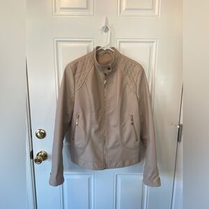FAUX LEATHER JACKET IN LIGHT BEIGE